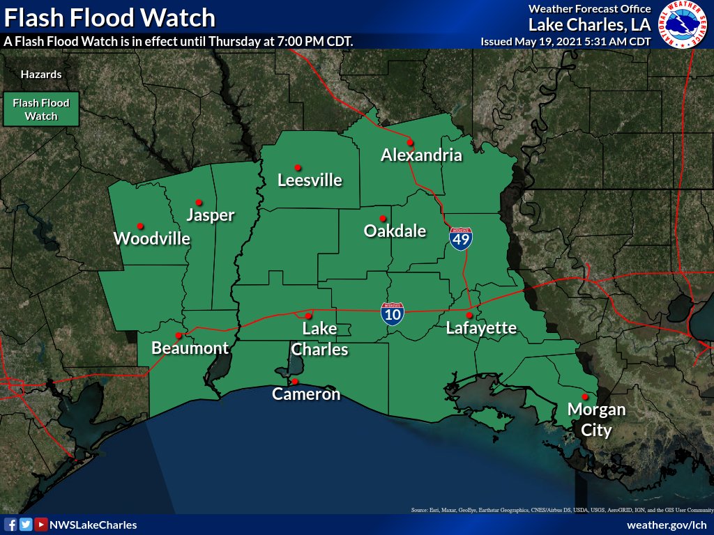 NWS Lake Charles on Twitter "Our area is in a Flash Flood Watch until