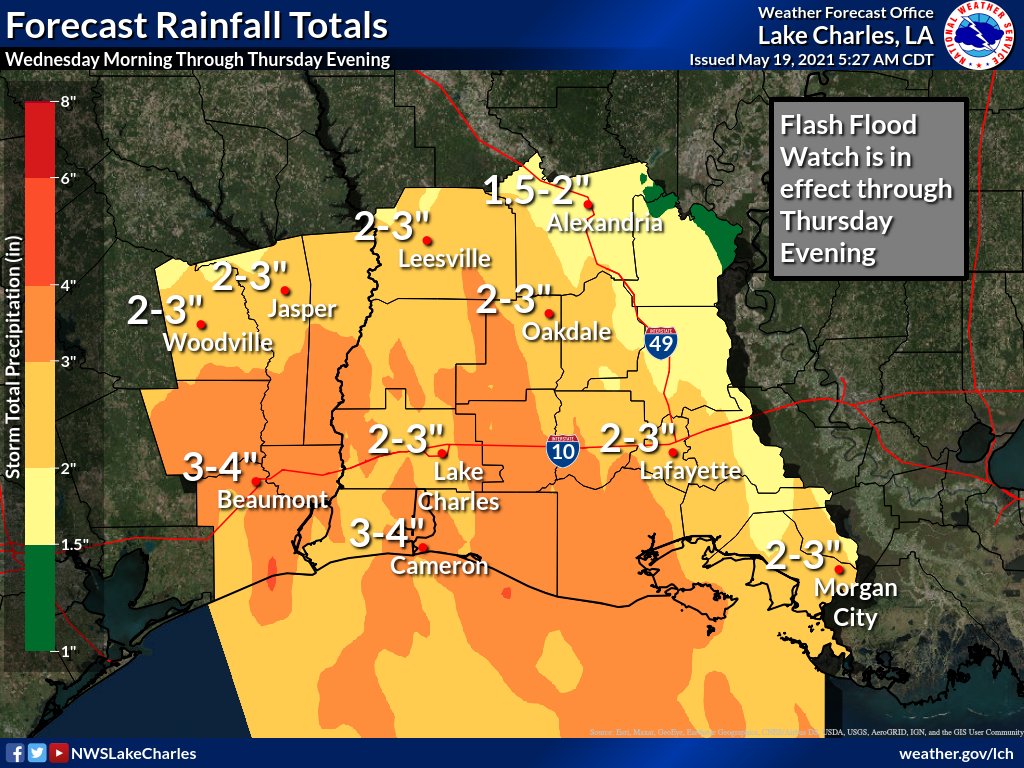 NWS Lake Charles on Twitter "Our area is in a Flash Flood Watch until