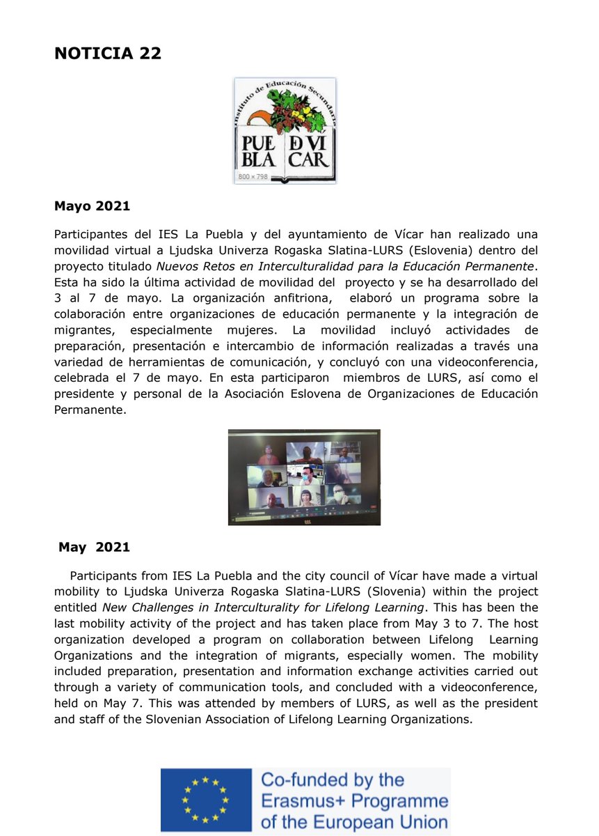 erasmuslapuebla's tweet photo. Movilidad virtual con Eslovenia.
@IES_LaPuebla 
#ErasmusplusEs
#MiErasmusplus
#Erasmusplus
@sepiegob https://t.co/e1ke0mi7w4