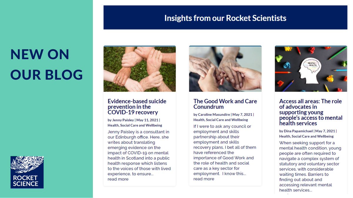 ICYMI: For #MentalHealthAwarenessWeek last week, we have written some interesting blogs 👇 

📢the role of advocates in helping young people access services
📈evidence-based suicide prevention 
🤖technology in health and social care

... and more
rocketsciencelab.co.uk/blog/