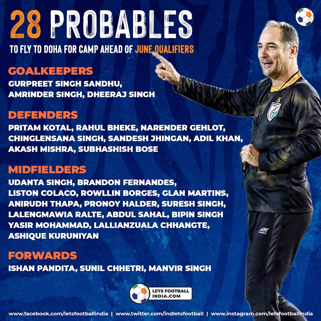 indletsfootball's tweet photo. 🇮🇳’s Fixtures:

June 3: 🇮🇳 vs 🇶🇦 (IST 10.30pm).
June 7: 🇧🇩 vs 🇮🇳 (IST 7.30pm).
June 15: 🇮🇳 vs 🇦🇫 (IST 7.30pm).
.
.
#letsfootball #BackTheBlue #IndianFoorball #indianfootballforwardtogether #bluetigers #teamindia #indianfootballteam #goindia  #fifaworldcup #worldcupqualifiers https://t.co/4ao0liXuyh