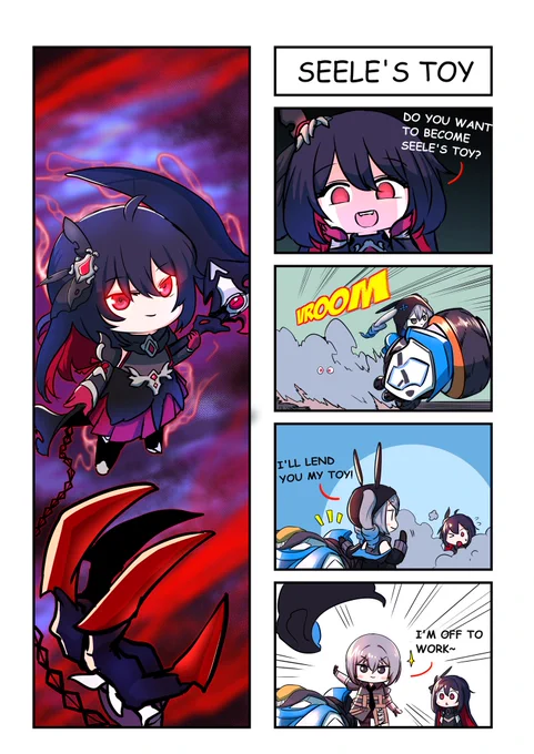 Hey! I'm off to work! Treat my toys well!

Kudos to Captain Aepuru for the special work!

#STARCHASMNYX
#Honkai4koma
#HonkaiImpact3rd 
#miHoYo 