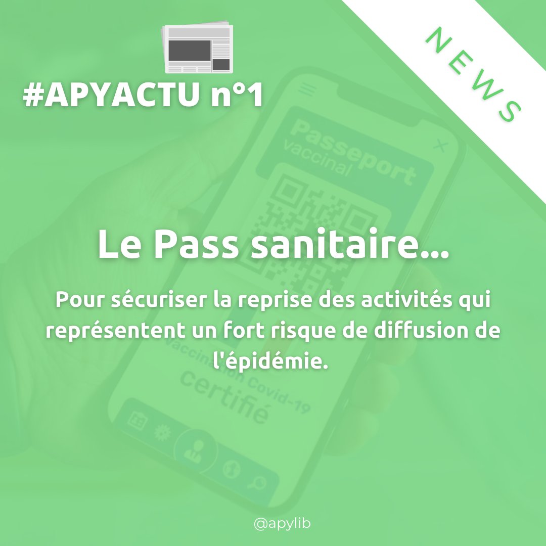 apylib's tweet photo. #APYACTU 🗞️ 

A partir du 9 Juin, le #PassSanitaire arrive ! Contrairement aux idées reçues, celui-ci ne s'appliquera pas aux activités du quotidien. Il simplifiera les passages aux frontières et sécurisera les événements regroupant un grand public. ✈️

https://t.co/M78y8Sx9Wz https://t.co/DeSjT4yMcs