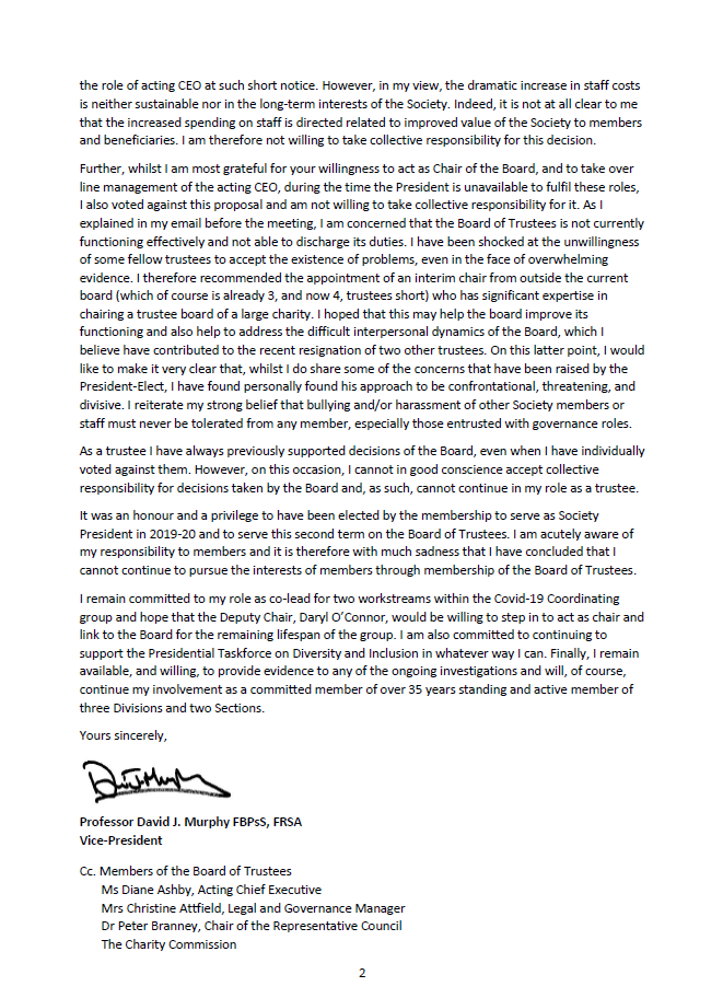 ClinPsychDavid's tweet photo. I was disappointed to read the statement in @psychmag today https://t.co/55z76C6p7R which states that I "chose to resign" without any mention of the reasons. The subsequent focus on gender &amp; prescribing issues may imply these were involved, I've posted my resignation letter below https://t.co/rUrpJdBTP1