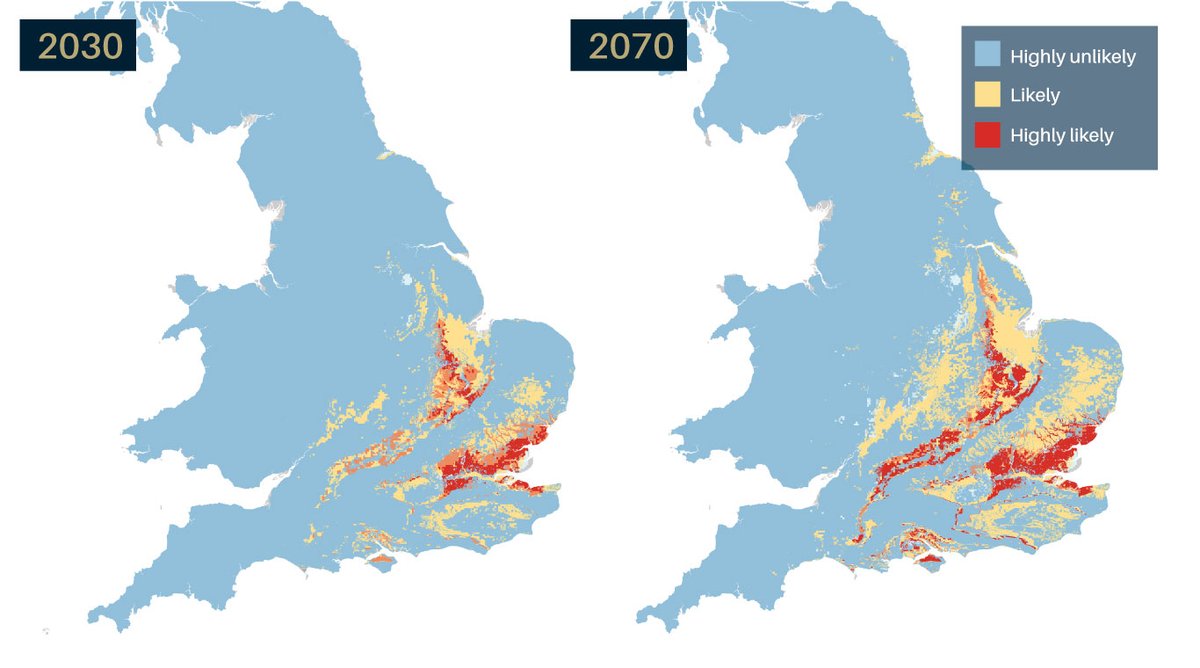 BritGeoSurvey's tweet photo. New maps launched by BGS reveal how climate change is likely to drive an increase in subsidence-related issues for British homes and properties over the next 50 years, with figures of just 3 per cent in 1990 likely to reach 10 per cent by 2070.

https://t.co/vFkyuskgHs https://t.co/kbpGyOVyrg