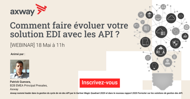 HamidRebah3's tweet photo. Comment faire évoluer votre solution #EDI avec les #API ? Découvrez la réponse en participant à ce webinar le 18 mai à 11h. @Axway #TransfoNum #EcosystemeIT #DigitalTransformation https://t.co/vzeQxrH3Wi https://t.co/rev0xRuDvs