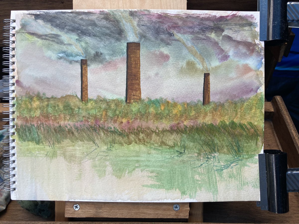 #fieldwork #watercolorpainting #art This may be a depiction of the view from The River Nene #Fens Not quite finished but needed to get on with writing #smashingit