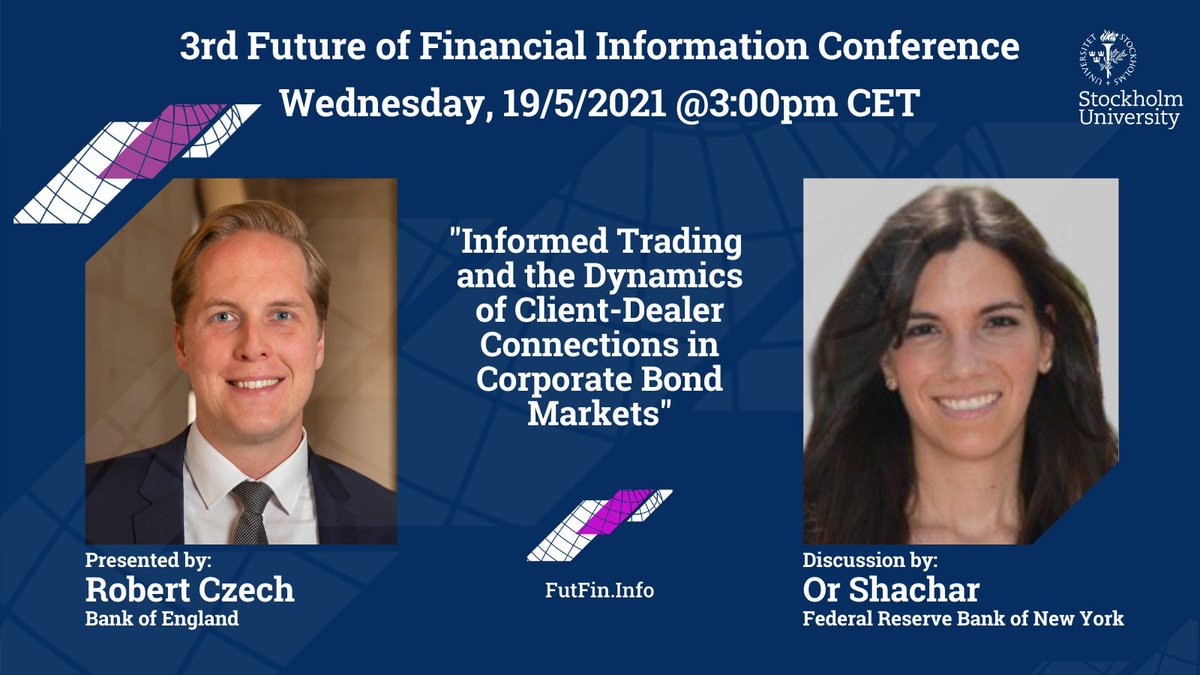 FutFinInfo's tweet image. That concludes our #ProgramPreview series - it&apos;s all #LiveView from now on, starting with these two blockbuster sessions:

#1A: (Un)informed trading
#1B: New answers to an old question

Hurry up if you still want to join, kick-off is 2:45pm Stockholm time!
futfin.info/conference/