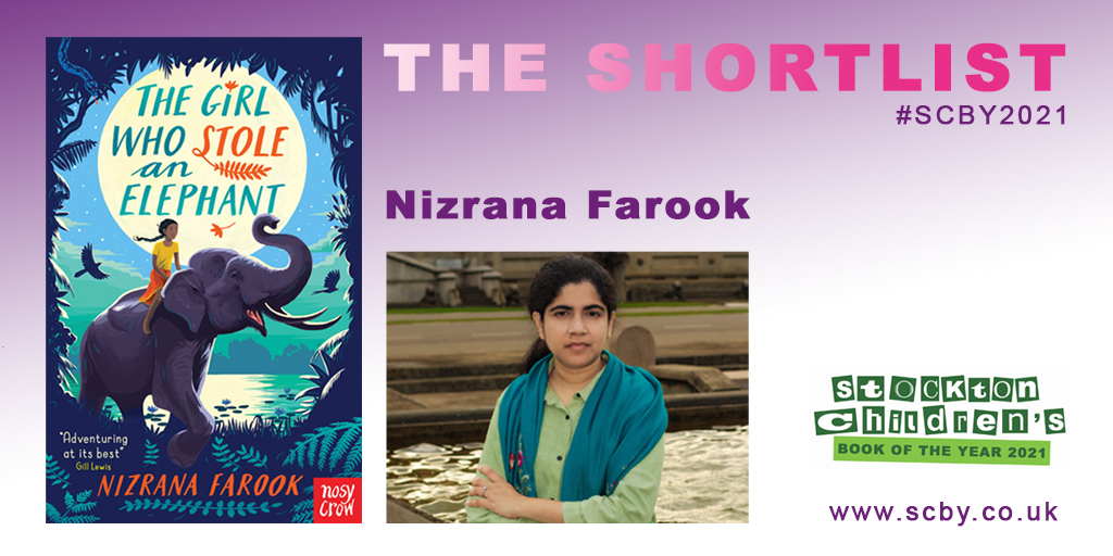 stocktonlibrary's tweet photo. We are celebrating our shortlisted authors for Stockton Children’s Book of the Year 2021! 🥳 Congratulation @NizRite and #TheGirlWhoStoleAnElephant 🐘 We are in for a adventurous afternoon! @NosyCrowBooks #scby2021 https://t.co/dcfDESe131
