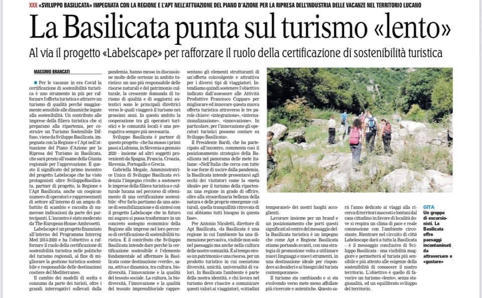 SviluppoBas's tweet photo. Il progetto EU  @labelscape di cui Sviluppo Basilicata è partner per rafforzare il ruolo della certificazione di sostenibilità turistica in Basilicata: obiettivo in linea con le esigenze di turismo sostenibile sui cui occorre riflettere e agire #sostenibile #turismo #qualità https://t.co/Rxtjeqk59D