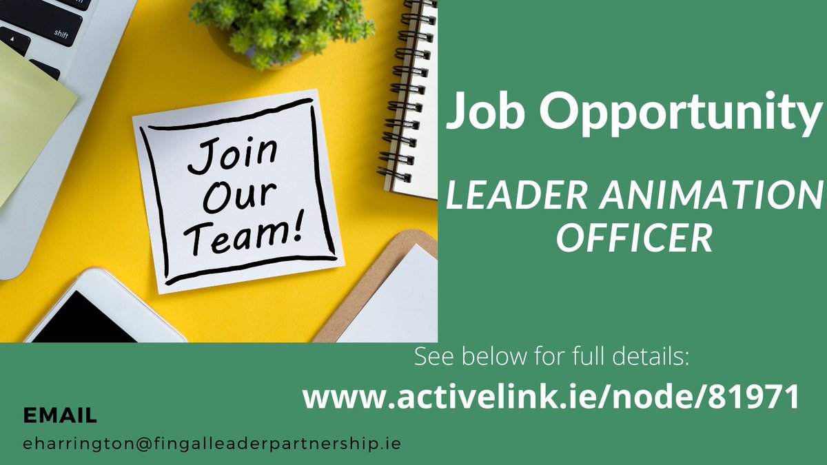 #Jobs We are hiring a part-time Animation Officer for the Dublin Rural LEADER Programme #RuralDublin #LEADER all information available on⬇️link:
activelink.ie/node/81971
@FingalLeader @theILDN @DeclanJRD @Fingalcoco @FingalChamber @SDublinChamber @DLRCO_Chamber @emerogorman
