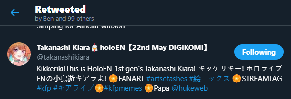 IAmPTHero's tweet photo. Just checked Twitter again & WHOA, I didn't expect the majestic phoenix to grace her presence here.
Anyways, thank you @takanashikiara, for holding the fort there & giving us an entertaining stream in the process! Take care & rest up!🐔
#BringInaBack https://t.co/WLOxY8dTd6