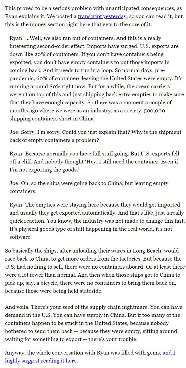 TheStalwart's tweet photo. THE CLEAREST EXPLANATION YET FOR WHAT STARTED THE SUPPLY CHAIN NIGHTMARE

In today's @markets newsletter, I highlighted part of a recent  discussion we had with @typesfast that clarifies *exactly* how the whole mess began

https://t.co/Pl5nZqsNJq https://t.co/yaw6UPNwv2