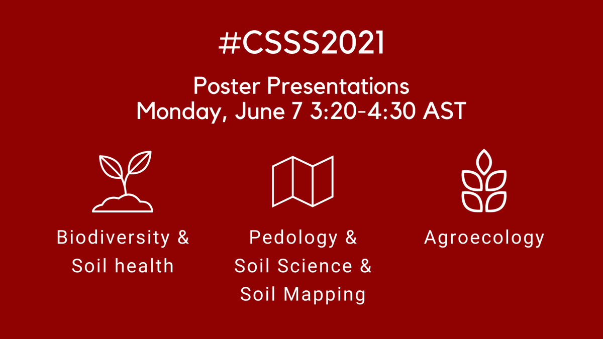 CSSS_Soils's tweet photo. Have you registered for the #CSSS2021 conference yet? We are excited to share presentations from soil scientists across Canada with you June 7-10. These are the poster presentations scheduled for Monday, June 7.

Register and view the full schedule here: https://t.co/ACUFxTECpd https://t.co/IAVfCWTGD8