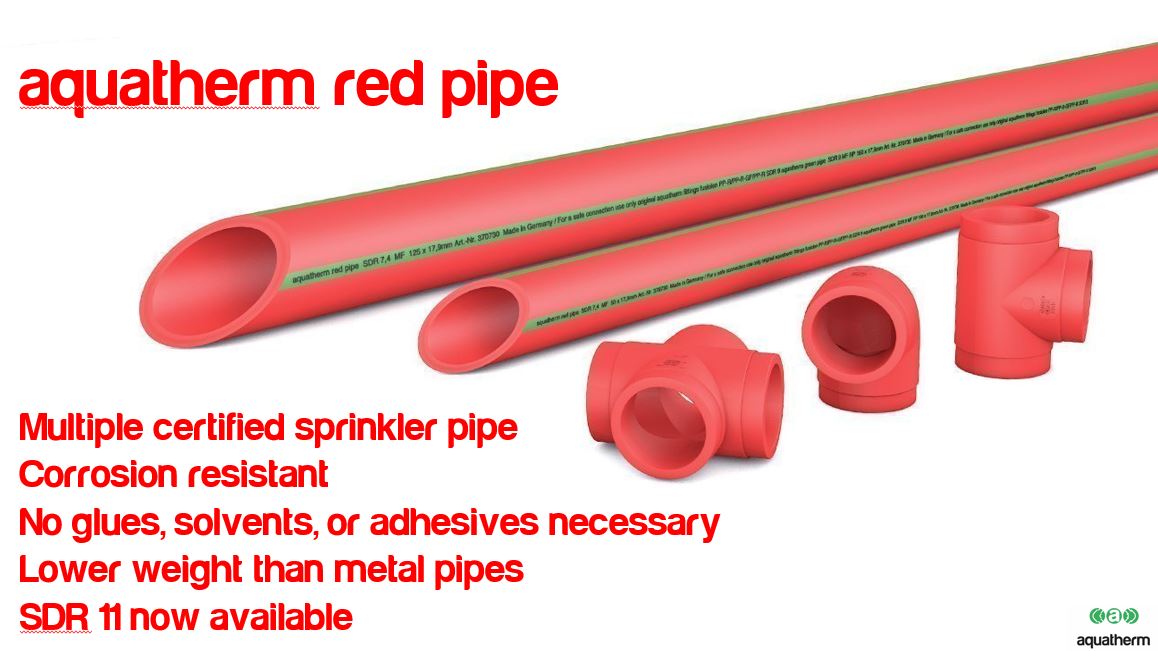 aquatherm_uk's tweet image. Aquatherm red pipe is a multiple certified plastic sprinkler piping system. It is composed of fusiolen® PP-R FS, which was developed for the special requirements of sprinkler systems. 

#aquatherm #redpipe #PPRpipe #PPRfittings #sprinklerpipe