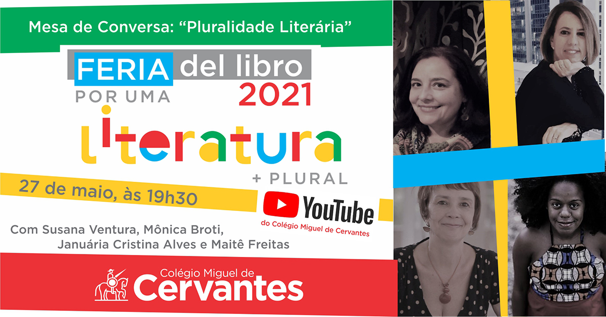 Programação aberta: 37ª Feira do Livro 
Mesa de conversa: Pluralidade Literária - 27/05 às 19h30
Com: Susana Ventura, Mônica Broti, Januária Cristina Alves e Maitê Freitas. No YouTube. youtube.com/watch?v=oQX-We…
Programação completa: cmc.com.br/feiradolivro20…