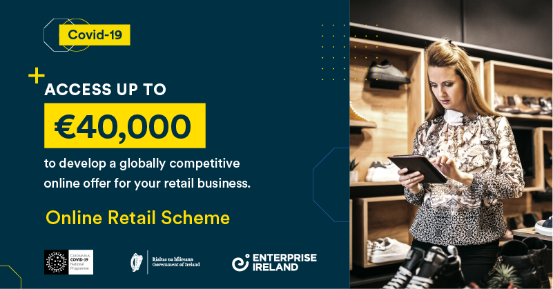 The #COVID19 Online Retail Scheme offers grants of up to €40k to help retailers strengthen their digital presence.

Applications close next Tuesday 25th May at 12pm; find out more from <a href="/Entirl/">Enterprise Ireland</a> at enterprise-ireland.com/en/funding-sup…