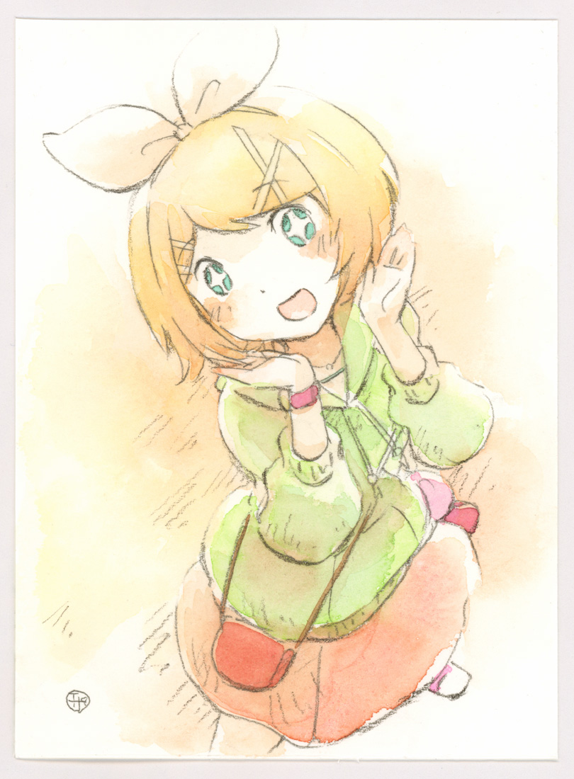 お目目キラキラメランコリーなリンちゃん描きました ふわっと太くて柔らかい芯の色鉛 エポキシパテのイラスト お目目キラキラメランコリーなリンちゃん描きました ふわっと太くて柔らかい芯の色鉛 エポキシパテのイラスト