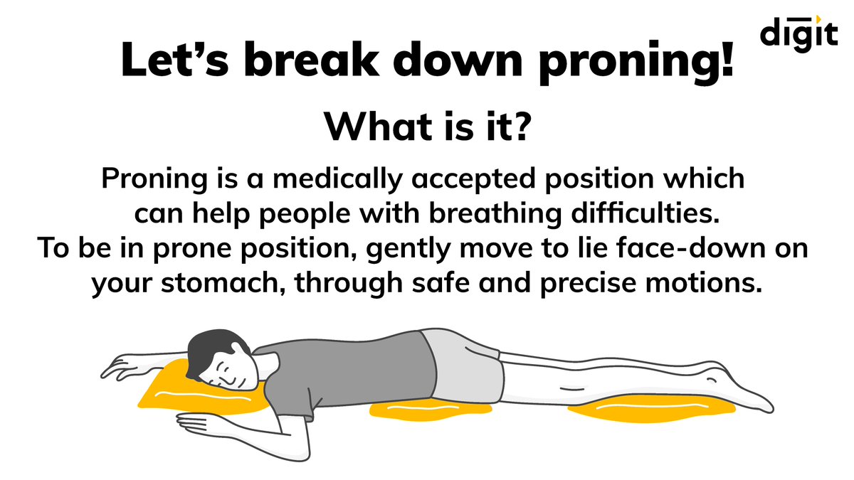 heydigit's tweet image. #Proning is a measure recommended by experts worldwide, in case of a drop in oxygen levels below normal (&amp;lt;95).
Here’s a step-by-step guide to help you. You can also read this bit.ly/3vZoNru for more info. In case of any other questions, ask us!
#GoDigit #DigitSimplifies