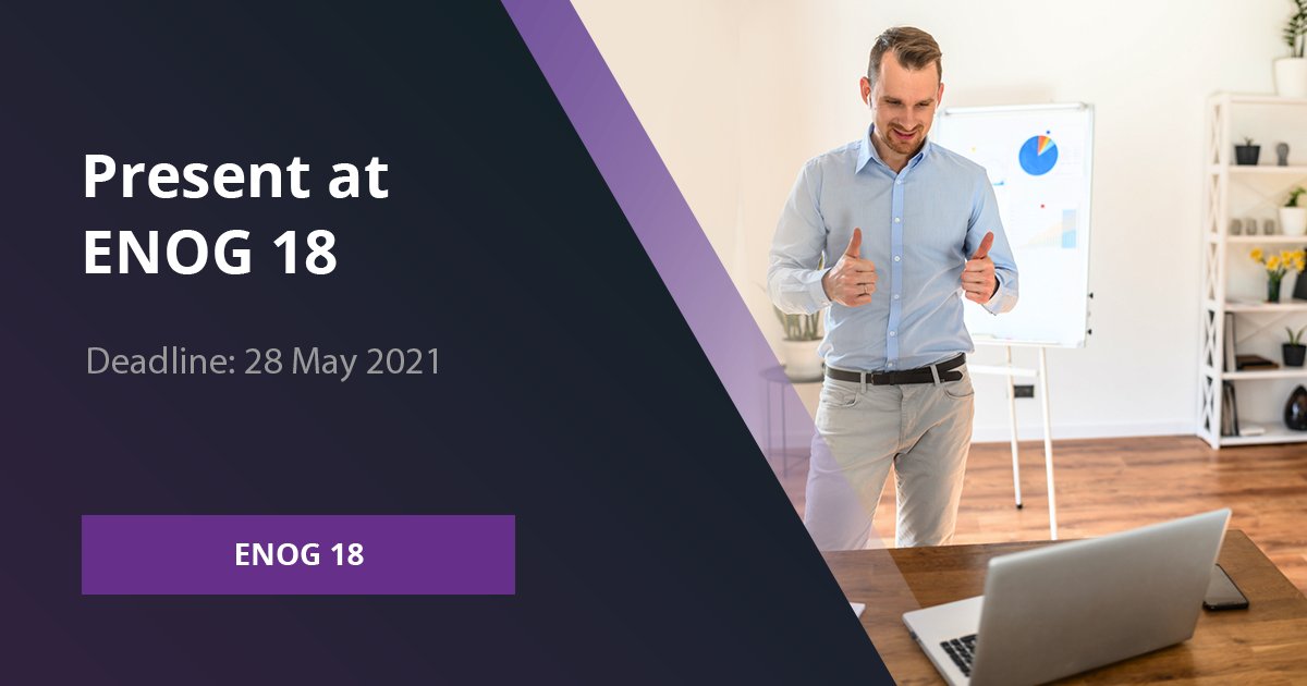 ripencc's tweet photo. Want to present at #ENOG18? We welcome presentations in the following areas:
- Internet Development Trends
- Internet Governance and Regulatory Practices
- Peering and IXPs
- Network Operations and Security
- Key Internet Technologies
Submit your talk at:
https://t.co/hO93TSBRWW https://t.co/GFWRYxgoyg