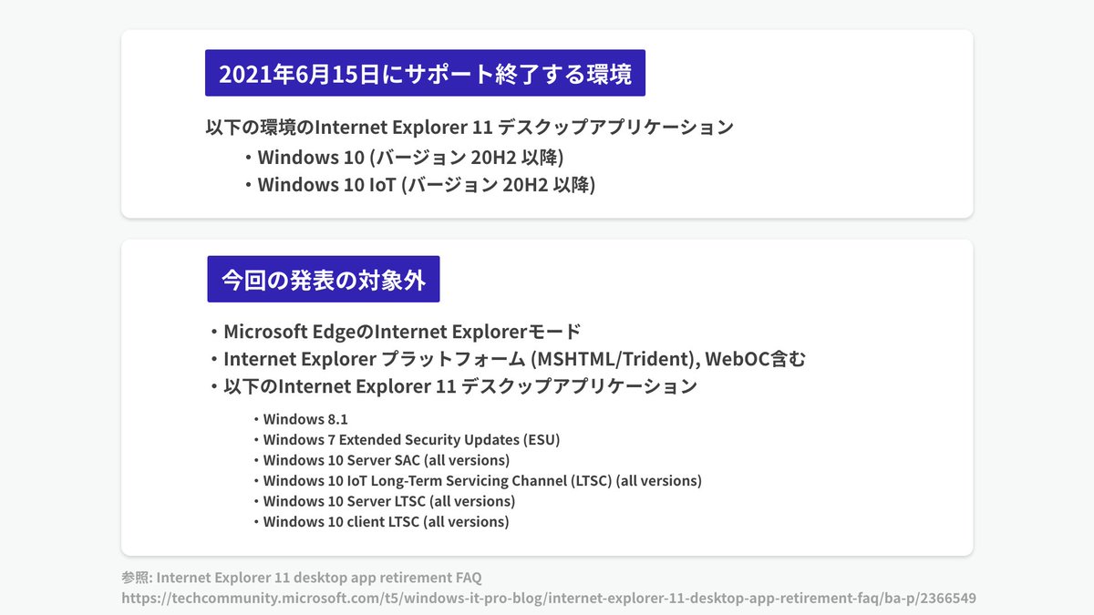 池田 泰延 Ics On Twitter 超朗報 マイクロソフトが Internet Explorer 11 の提供終了を公式発表しました 2022年6月15日にサポート終了とのことです Https T Co Enqsn5lfc0 Twitter