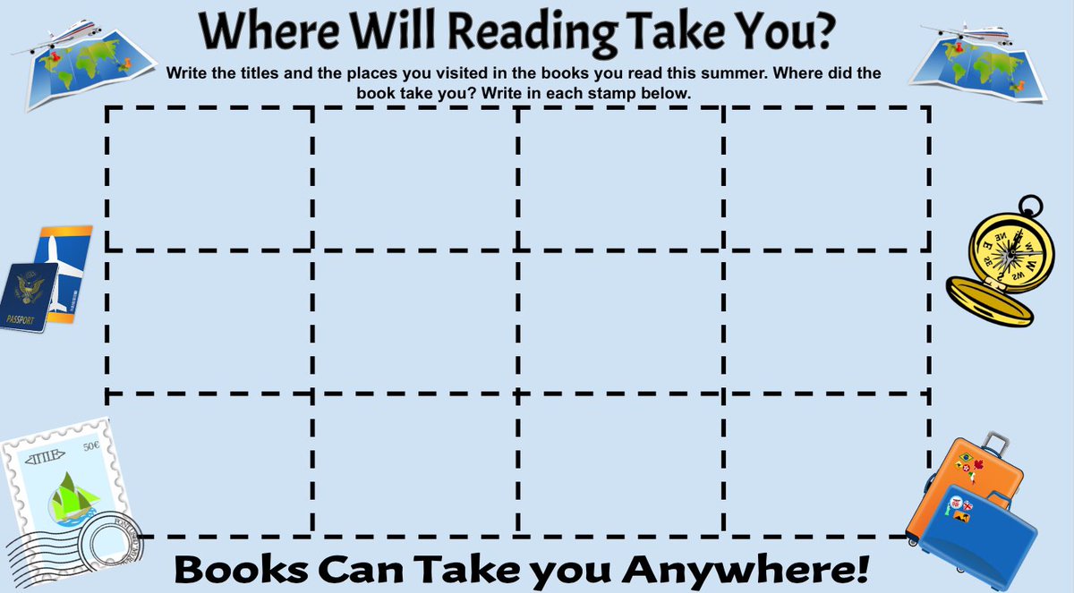 Books can take you anywhere! Hey Mountaineers, jot down the titles of the books you read this summer and the places you visited in the story. Return your log to your teacher in the fall and choose a free book for your at home library. Where will Reading Take You???
