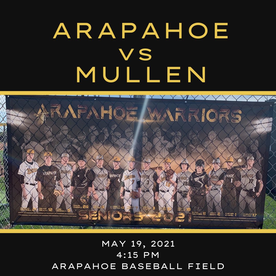 Arapahoe High School (@ahswarriors) on Twitter photo Warriors! Got afternoon plans?
It’s going to be 72° and sunny and the <a href="/ArapBaseball/">Arapahoe Baseball</a> is taking in <a href="/mullenhigh/">J.K. Mullen High</a> at Arapahoe!
#FirstPitch 4:15 pm
#PlayBall
#AHSPastime Warriors! Got afternoon plans?
It’s going to be 72° and sunny and the <a href="/ArapBaseball/">Arapahoe Baseball</a> is taking in <a href="/mullenhigh/">J.K. Mullen High</a> at Arapahoe!
#FirstPitch 4:15 pm
#PlayBall
#AHSPastime