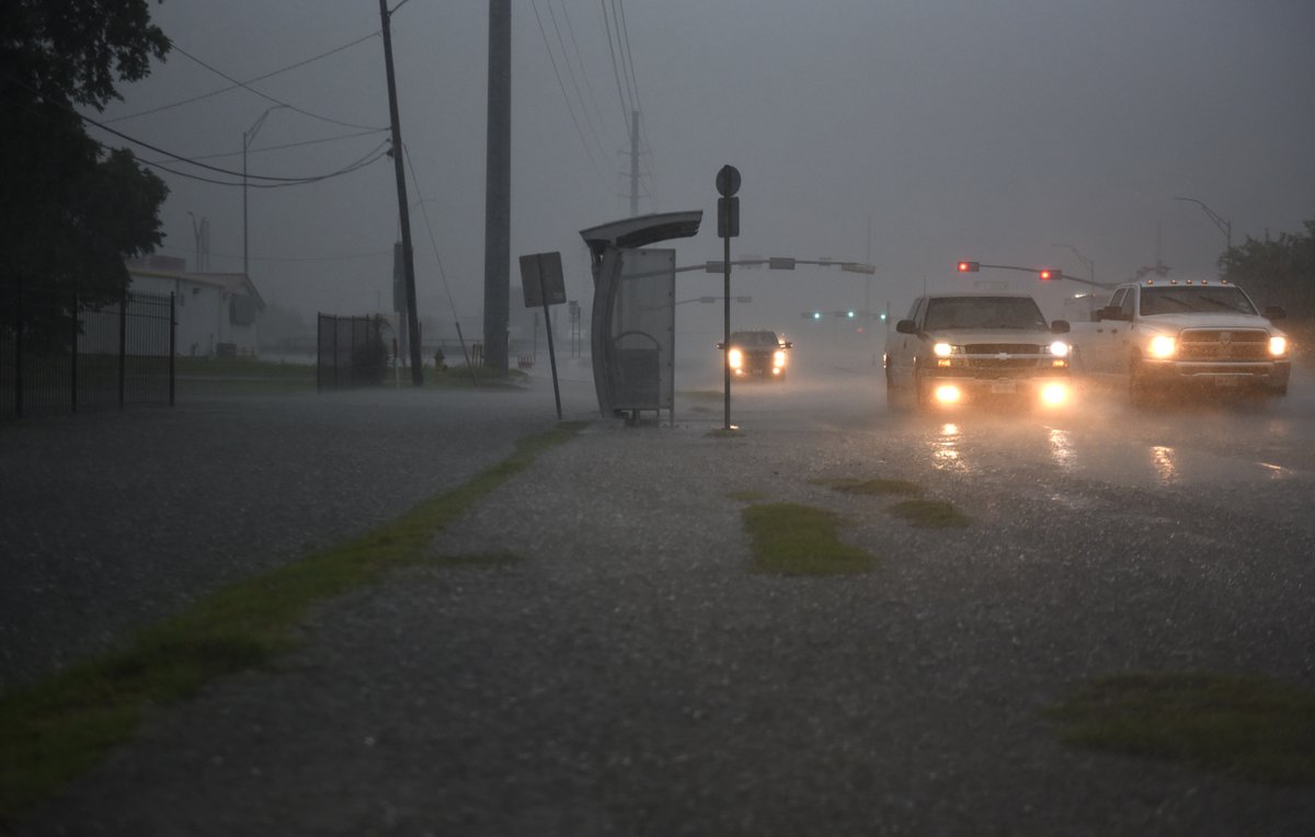 Moderate to heavy rain and flash flooding continues along the coast and Corpus Christi, Wednesday, May 19, 2021. These moments are seen along Leopard.