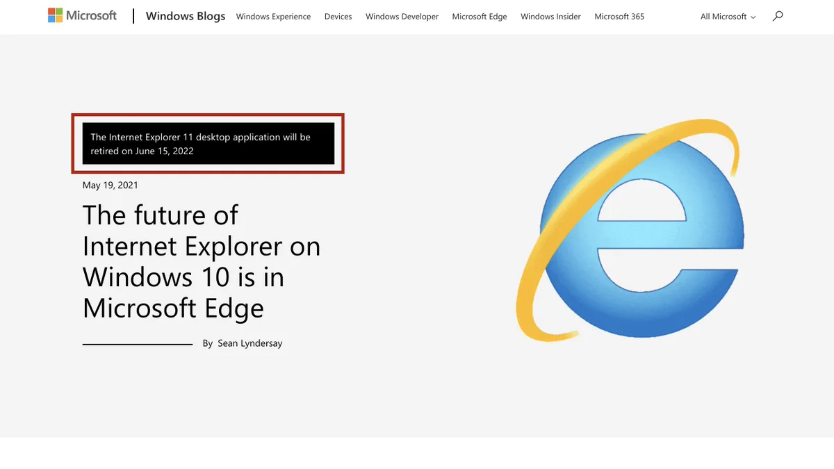 マイクロソフトがInternet Explorer 11の提供終了を発表！