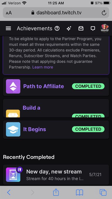 We got Twitch Affiliate Today I&rsquo;m so happy and proud of how far my Twitch channel as already come in<a href="/tag/twitchaffiliate"class="tags"><span>#twitchaffiliate</span></a>