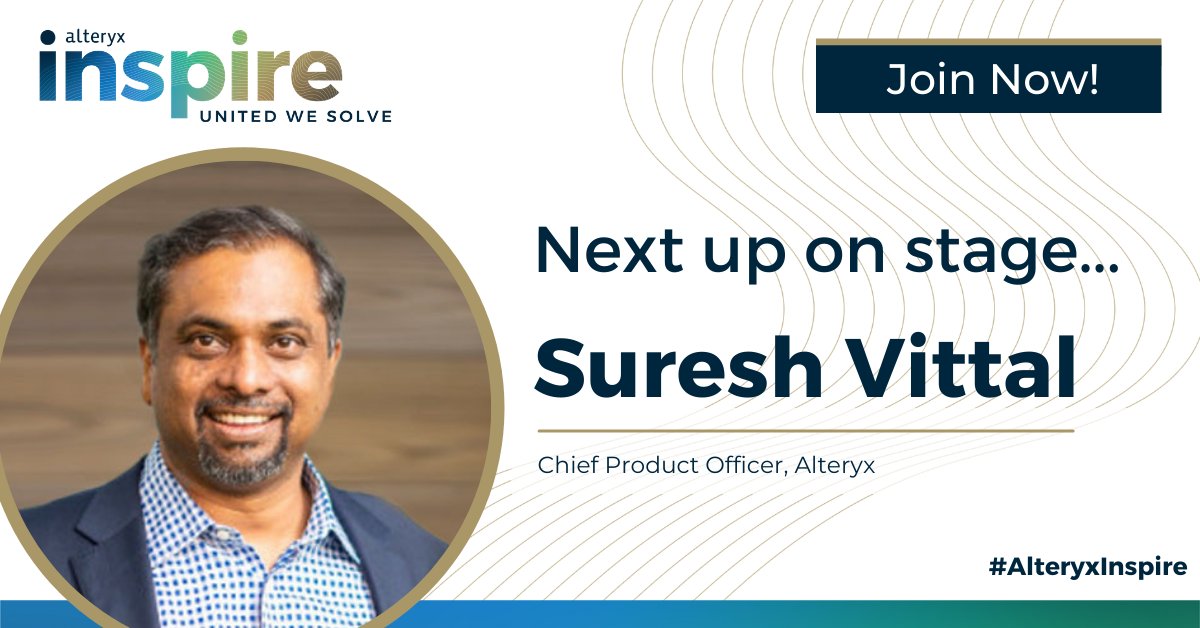 Alteryx_Gene's tweet photo. Alteryx CPO Suresh Vittal is coming up next during Virtual Inspire Americas. Don't miss out, join now: https://t.co/QP7wCFktEU #DataScience #AutomatedAnalytics #AlteryxInspire https://t.co/KnzyKXaN8e