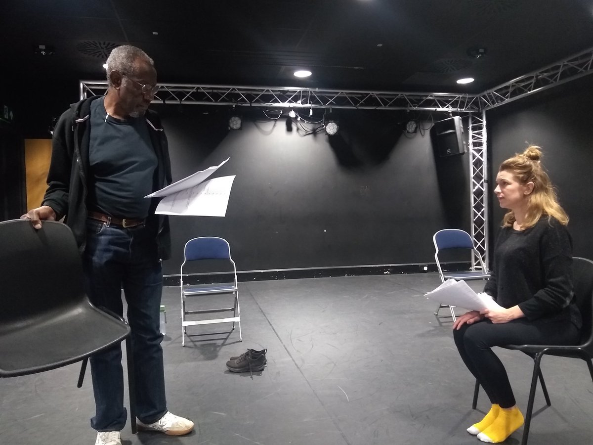 A joy to be rehearsing with @MiriamEdwards13 and @TyroneHuggins for #MademoiselleF. Great days work - fascinating play @Bold_Text @ace_midlands @Coventry2021 @CovCityCentre @carolinegriffin