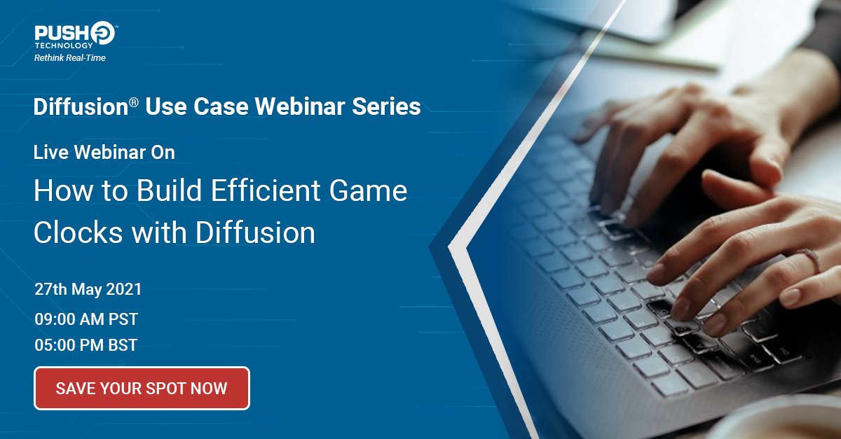 push_technology's tweet photo. Join our next live Use Case Series Webinar, hosted by Adam Turnbull, to learn about building an efficient game clock using Diffusion Intelligent Event Data platform. Register now: https://t.co/n4F0PeIQ7j
#diffusion #diffusioncloud #developers #webinar #gameclock #usecaseseries https://t.co/iOJKbskTlE