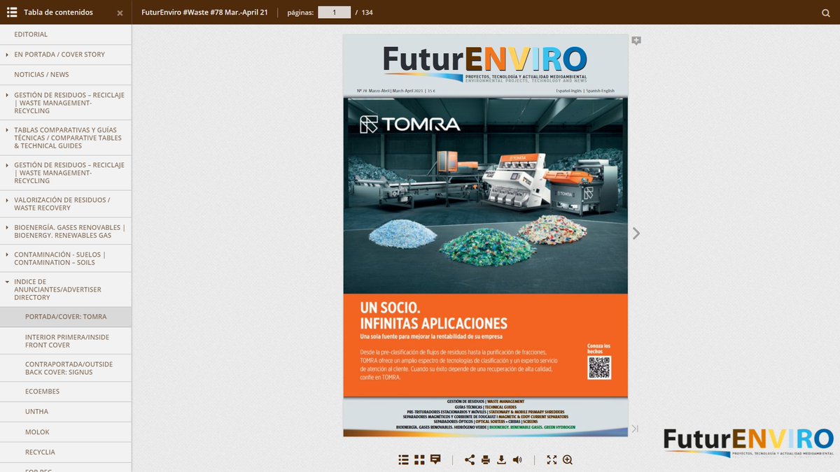 ♻️#FuturENVIRO #Waste Descubre el último número de FuturENVIRO / Read the latest issue of FuturENVIRO

Cover <a href="/TOMRARecycling/">TOMRA Recycling</a> 

💻📲futurenviro.es/digital-versio…

#Residuos #Reciclaje #Recycling
#TechnicalGuides
⚡️#Bioenergía #GasesRenovables #Bioenergy 
💚#HidrógenoVerde #GreenHydrogen