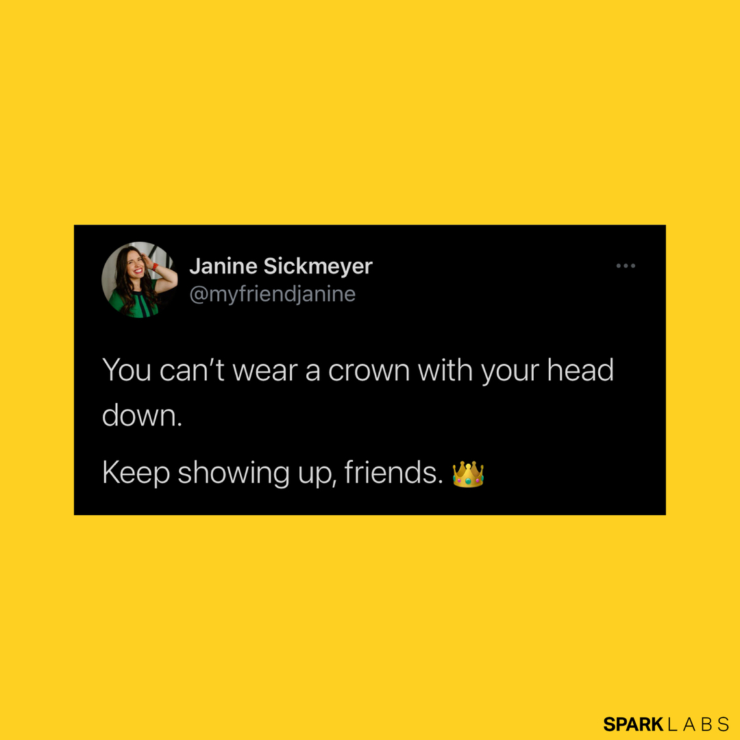 There’s some solid advice here:

(1) Keep that chin up.
(2) Friends, show up for your friends right now.
(3) Women, let’s support women. It’s needed.

Happy Wisdom Wednesday! 💥