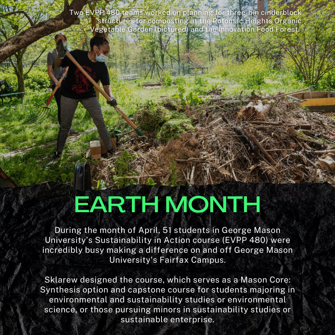 sustainMASON's tweet photo. Students in @GeorgeMasonU's Sustainability in Action course (EVPP 480) made a #sustainable impact on and off campus during #EarthMonth!
Explore the students' achievements:
๐ปhttps://t.co/UafvgWtn42
#GreenGMU #MasonNation
1/2 https://t.co/9cZyoOxaBg