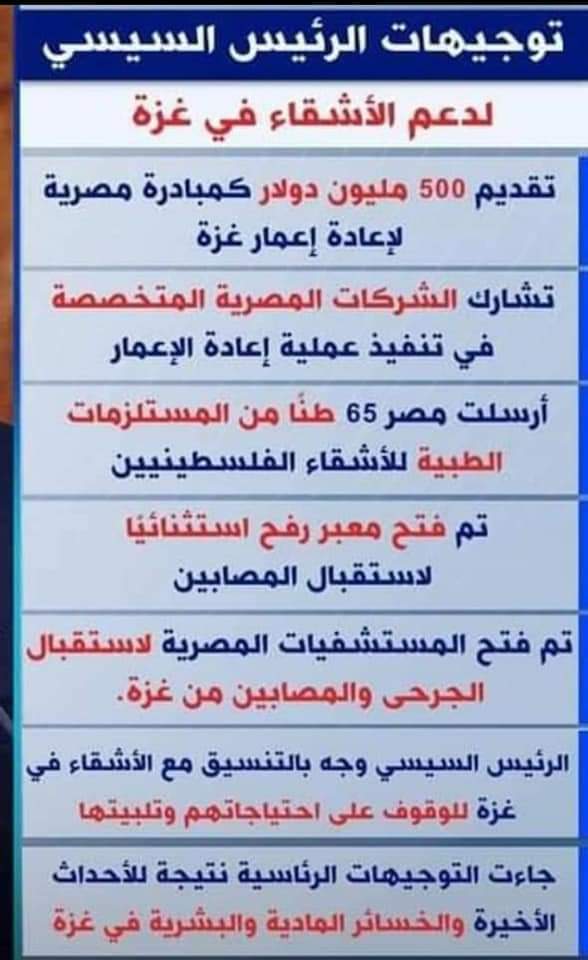 H_I_H_with_Sisi's tweet photo. توجيهات الرئيس عبد الفتاح السيسي لدعم الأشقاء في غزة 🇪🇬🌹🇵🇸 https://t.co/FhaBZIzoOc