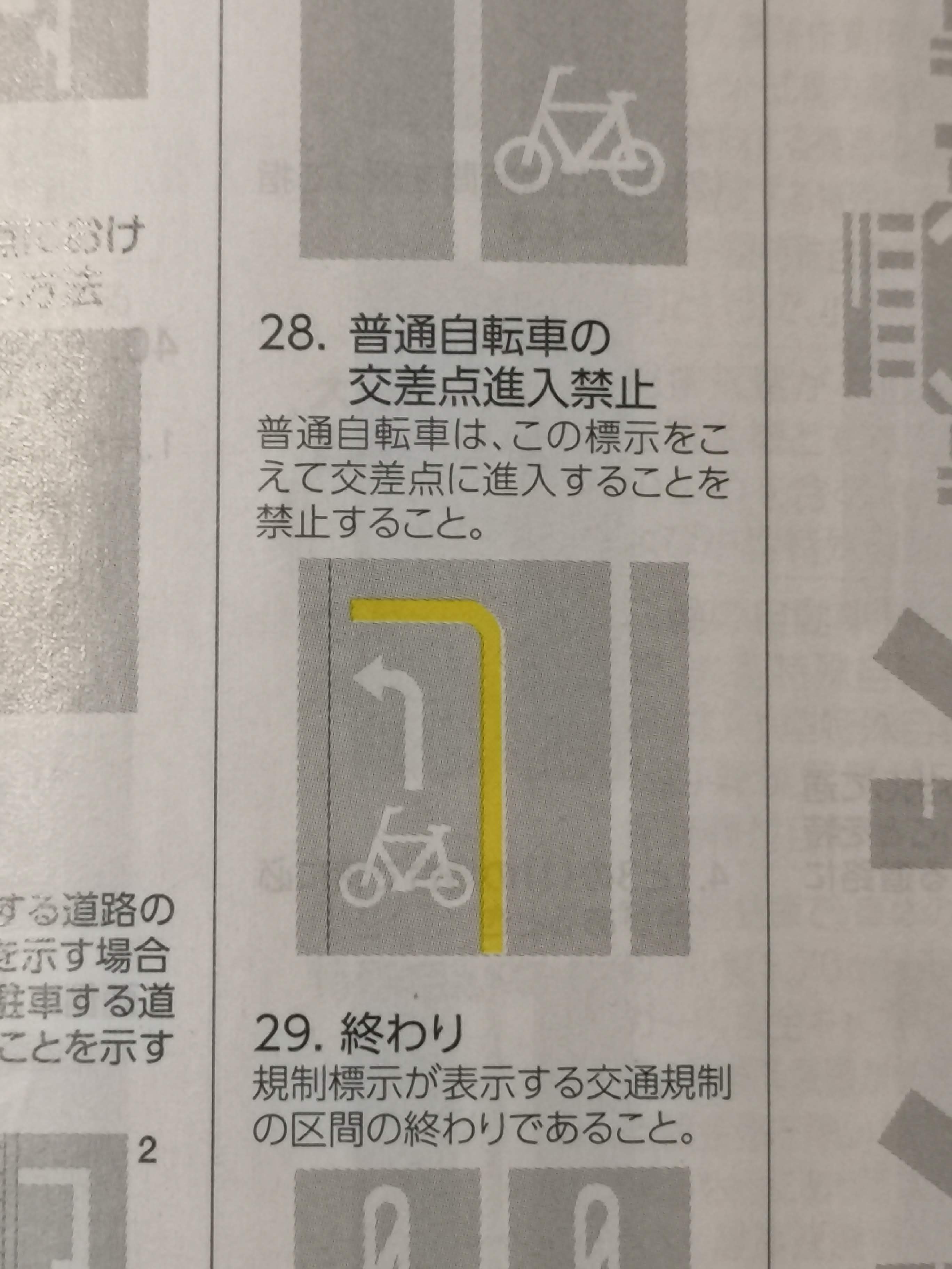 星井さえこ 自転車旅の漫画 この前見かけた謎の道路標示 交通教本を見返してみると 一番近いと思われるのが 普通自転車の交差点進入禁止 ですが 自転車マークの有無や線の色 矢印の形が違うし そもそも交差点の近くじゃない 自転車は歩道へ の