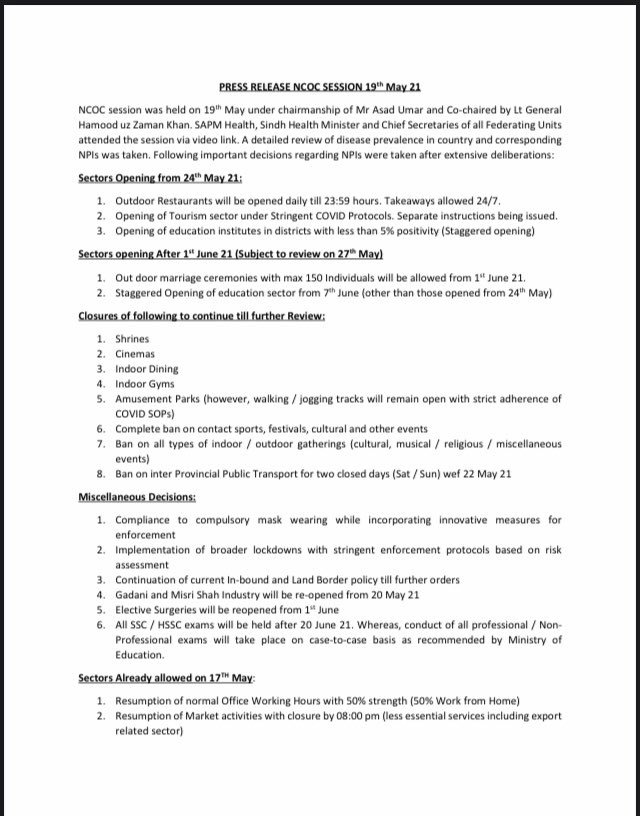 NFRCCofficial's tweet image. Major decisions taken in today’s NCOC session are attached.