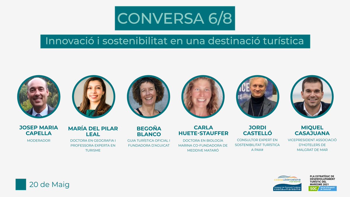 CostaBcnMaresme's tweet photo. Demà t'esperem a la conversa on-line sobre innovació i sostenibilitat en una destinació turística, en el marc del Pla Estratègic de turisme del #Maresme 

📅 20 maig
⏰17 h

📝Inscripcions: https://t.co/7hzrQHVFC8 https://t.co/1tNzvhBFl4
