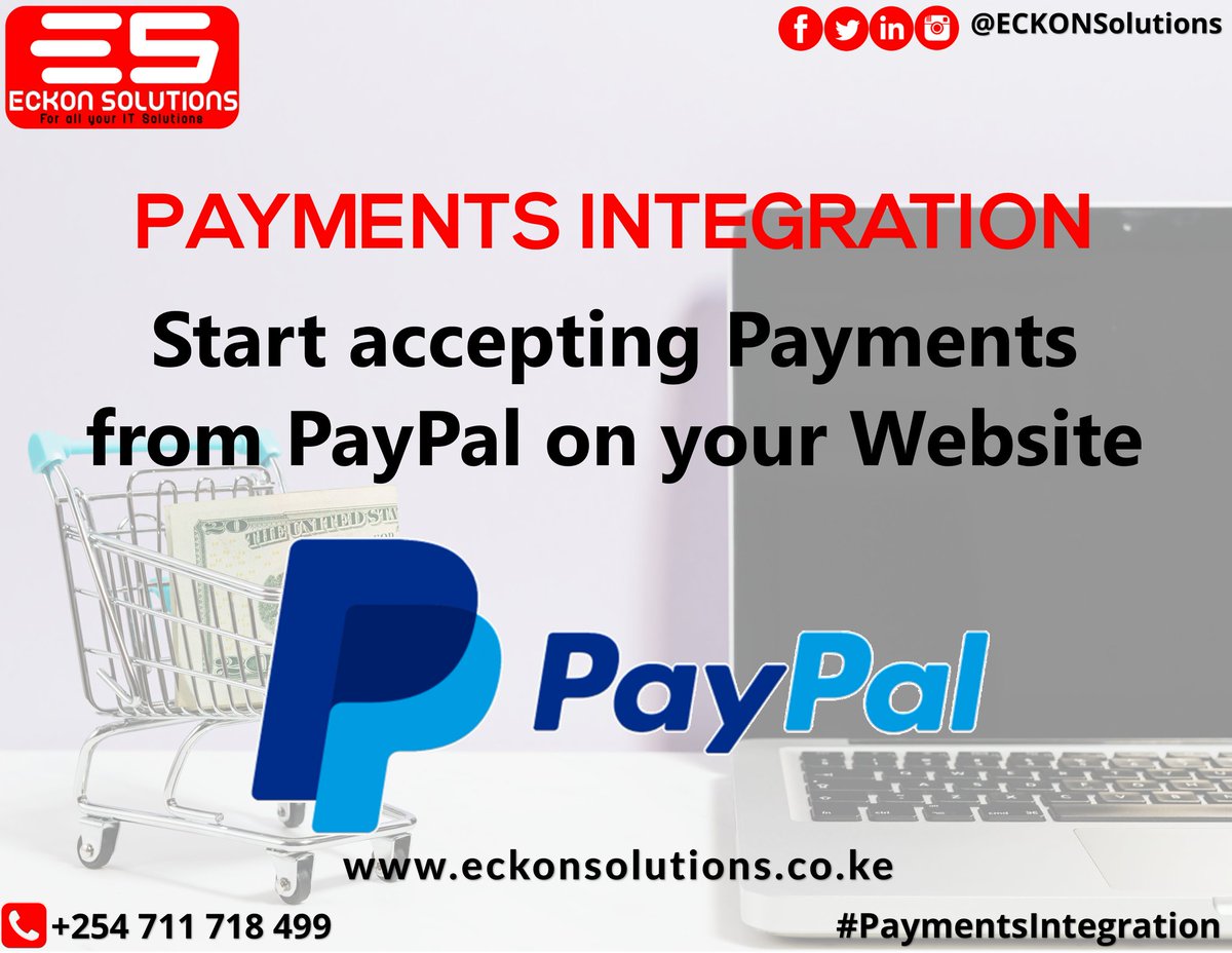 PAYMENTS INTEGRATION
Start accepting Payments from PayPal on your Website.
#onlinepayments #payments #PayPal #paymentsintegration #eckonsolutions