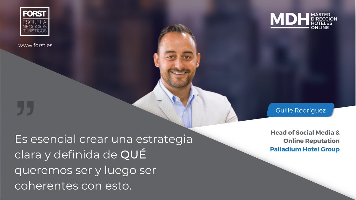 ✔️💻 Gran clase de 𝐑𝐞𝐝𝐞𝐬 𝐒𝐨𝐜𝐢𝐚𝐥𝐞𝐬 𝐩𝐚𝐫𝐚 𝐇𝐨𝐭𝐞𝐥𝐞𝐬 en el Máster en Dirección de Hoteles #online de <a href="/FORSTEscuela/">FORST Escuela de Negocios Turísticos</a>, con #GuilleRodríguez, Head of Social Media &amp; Online Reputation de <a href="/PalladiumHG/">PalladiumHG</a>

#socialmedia #marketing #brand #turismo #clasesonline #España