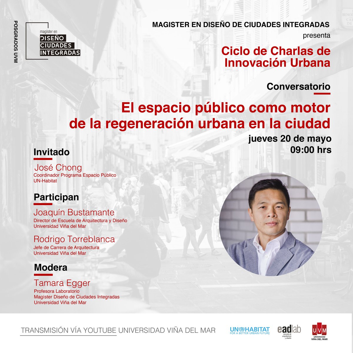 Mañana!
🗓️MAY 20 | 09.00 h
El espacio público como motor de la regeneración urbana en la ciudad

Con la participación de <a href="/josechong/">José Chong</a> de <a href="/UNHABITAT/">UN-Habitat</a> 

Inscripciones acá ⬇️ forms.gle/BXyW896gk4T5V5…