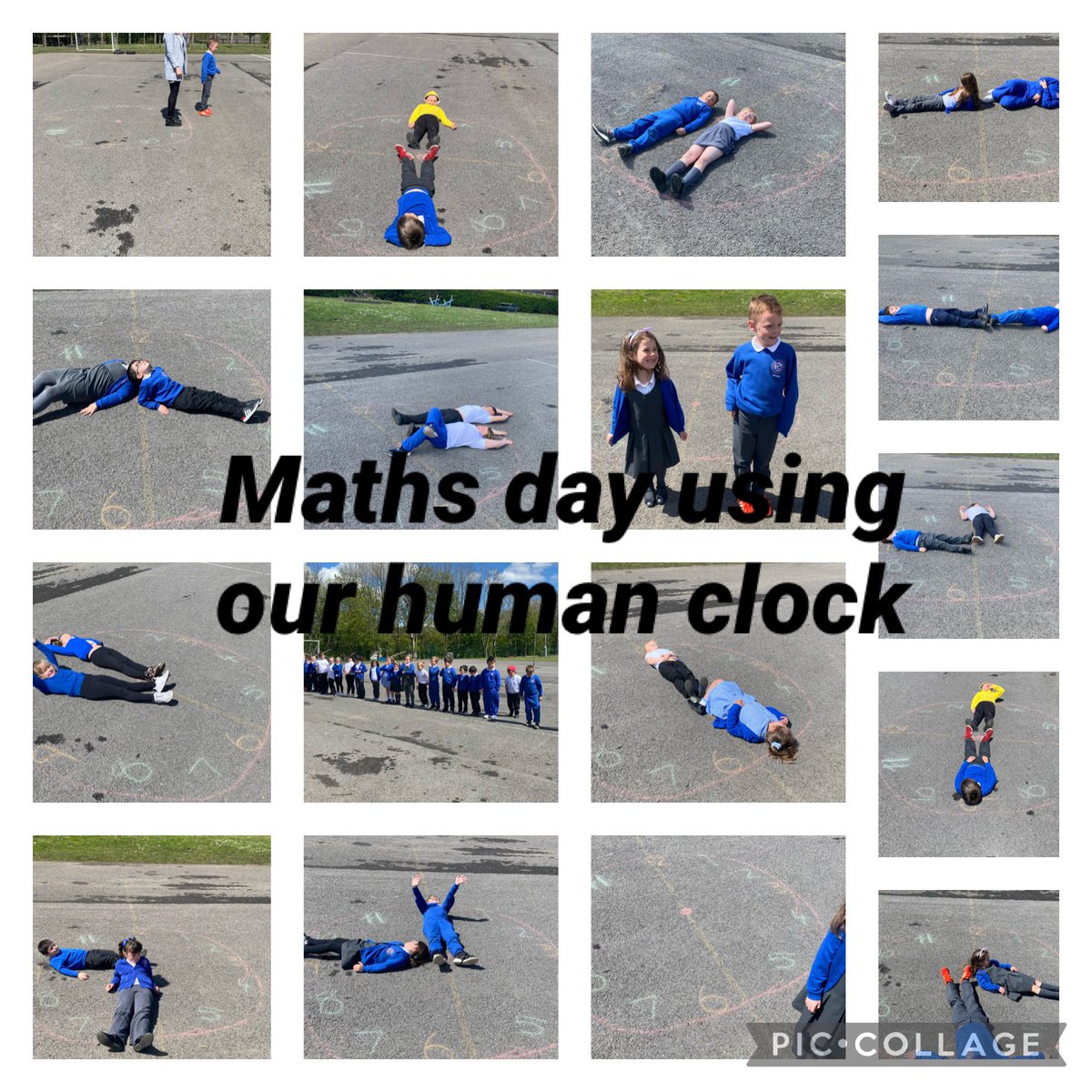 Celebrating maths day by practising time using our human clock .<a href="/DPSAgnew/">Mrs Agnew</a> @DeightonPrimary