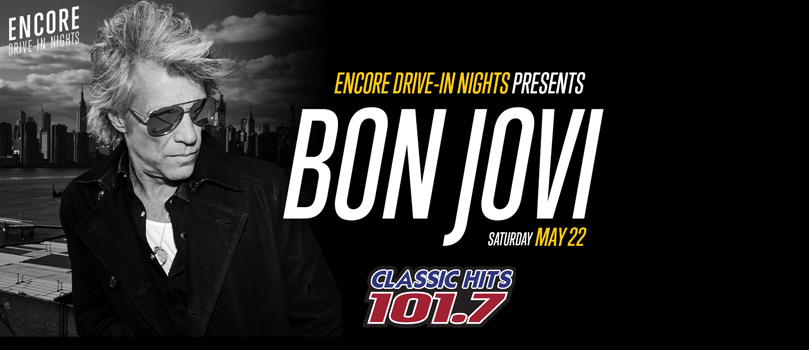 classichits1017's tweet photo. One more day to register to win tickets to see Bon Jovi live on Saturday, May 22nd.

This will be an epic Bon Jovi concert recorded live exclusively for one-night only at drive-in theaters.

Use the link below to enter!
https://t.co/QzWQoIVmgZ https://t.co/a3Y1VTAhpa