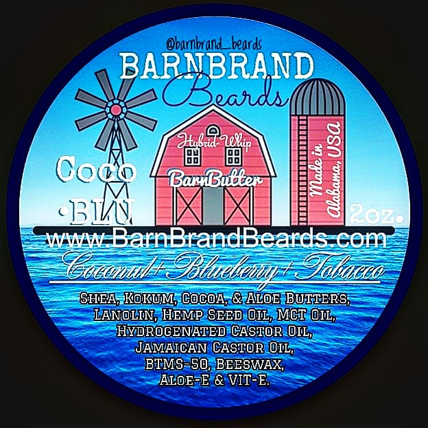 BarnBrandBeards.com #CocoBlu #TobaccoBeardoil #TropicalTobacco #BlondeTobacco #CreamyTobacco #CoconutTobacco #BlueberryTobacco