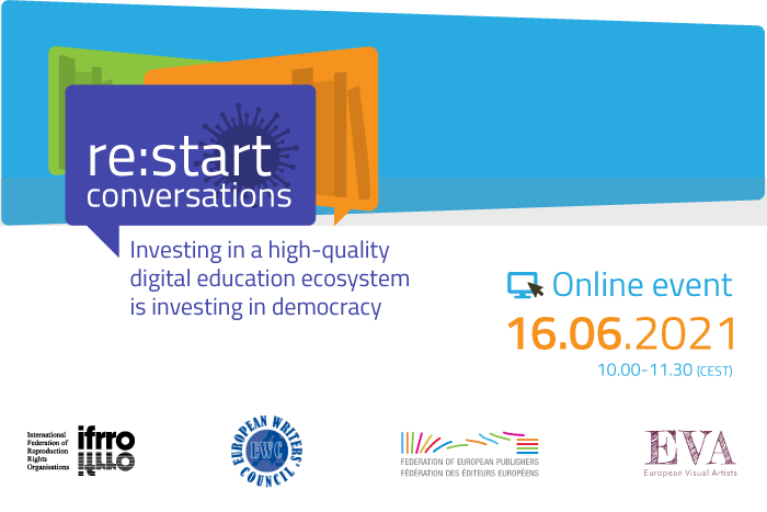 IFRRO's tweet photo. Delighted to welcome @negrescuvictor MEP and @G_P_Dimitrov, Head of Digital Education, DG EAC @EU_Commission, as speakers at our next Re:start Conversations event. Join us on 16 June 10.00-11.30 CEST. Registration https://t.co/xbuokVZthe Programme to follow shortly! https://t.co/2BOHN5U7Mz