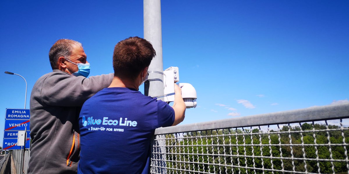 blueecoline's tweet photo. It's a BIG DAY for us: our first #RiverEye system is up and running on the Po river! Thanks @plasticfreeit for making this possible. 🌊♻️🌎

We will be collecting data on the flow of plastics for the next few weeks, and we can't wait to share our results! 
Follow us for updates! https://t.co/kZBtojQpO9