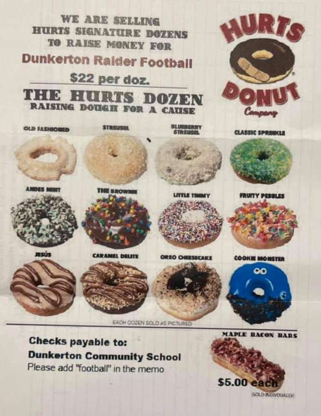 The pursuit of a new sled continues. Satisfy your sweet tooth with a dozen donuts from <a href="/hurtsdonutco/">Hurts Donut Co.</a>! Contact a Raider Football team member to place your order today!