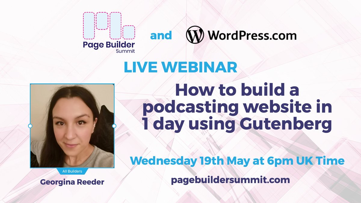 wordpressdotcom's tweet photo. https://t.co/eRvNKWaolr is excited to sponsor the Page Builder Summit! Join us for our live webinar ”How to build a podcasting website in 1 day using Gutenberg” today at 18:00 UK. Join here: https://t.co/nza2mmdNFH

#WordPress #developers https://t.co/kGBo1sb09q